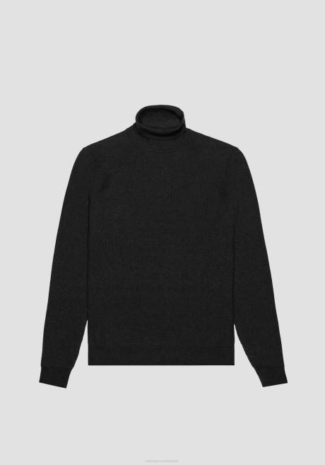 Col polo coupe slim en fil mélangé de laine et de coton Antony Morato noir Hommes vêtements 4B4P89