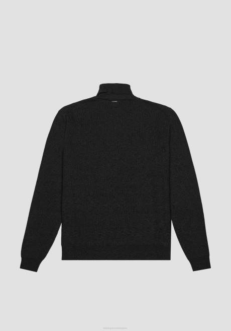 Col polo coupe slim en fil mélangé de laine et de coton Antony Morato noir Hommes vêtements 4B4P89