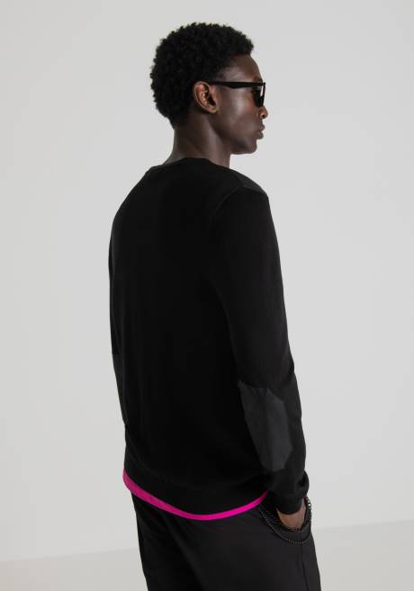 cardigan coupe classique en laine mélangée avec détail en tissu effet suède Antony Morato noir Hommes vêtements 4B4P94