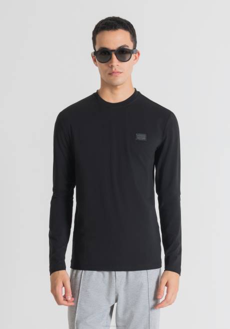 pull Super Slim Fit en jersey de coton doux avec étiquette logo Antony Morato noir Hommes vêtements 4B4P96