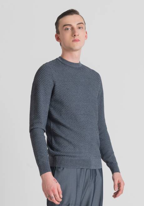 pull coupe classique en fil effet denim Antony Morato bleu clair Hommes vêtements 4B4P98