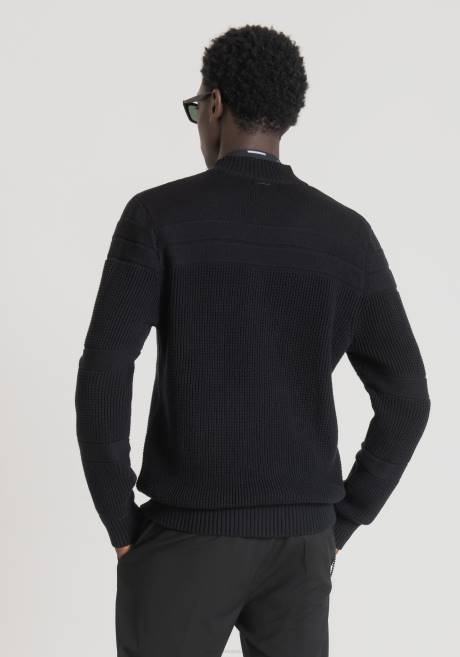 sweat-shirt col montant coupe classique en fil de coton avec zip Antony Morato noir Hommes vêtements 4B4P91