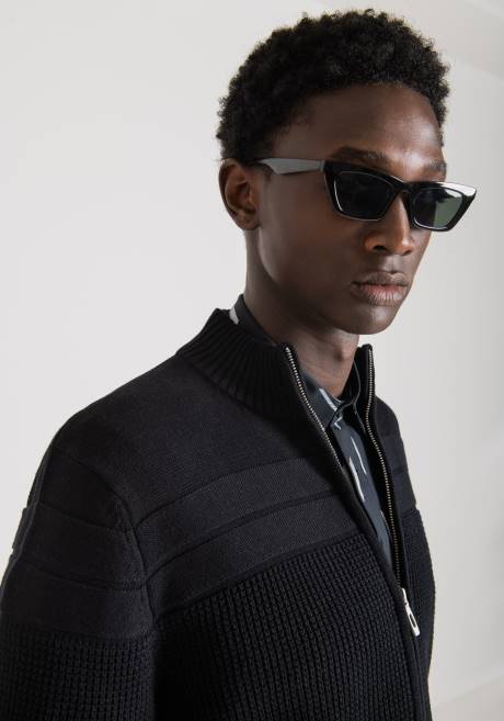 sweat-shirt col montant coupe classique en fil de coton avec zip Antony Morato noir Hommes vêtements 4B4P91