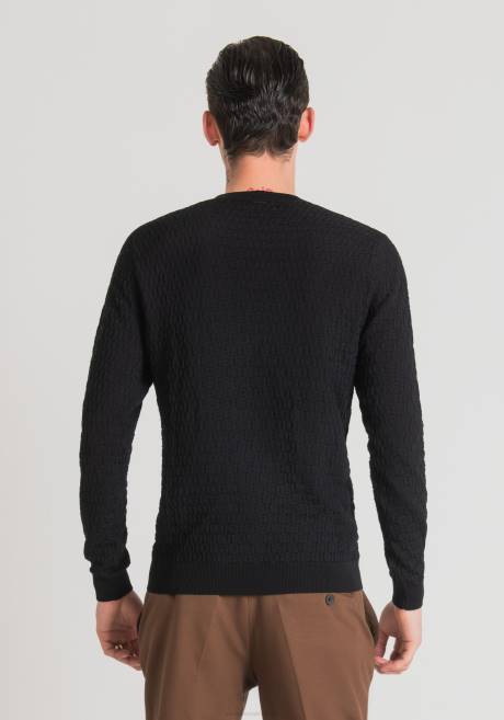 sweat-shirt coupe classique en fil avec motif jacquard 3D Antony Morato noir Hommes vêtements 4B4P88