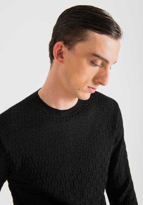 sweat-shirt coupe classique en fil avec motif jacquard 3D Antony Morato noir Hommes vêtements 4B4P88