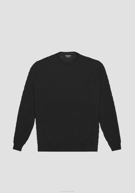 sweat-shirt coupe classique en fil avec motif jacquard 3D Antony Morato noir Hommes vêtements 4B4P88