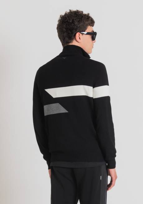 sweat-shirt slim fit à col montant en fil stretch avec bandes jacquard Antony Morato noir Hommes vêtements 4B4P93