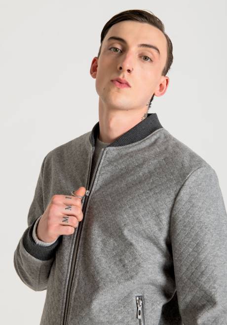 Bomber Slim Fit en sergé de viscose mélangée stretch Antony Morato mélange gris moyen Hommes vêtements 4B4P20
