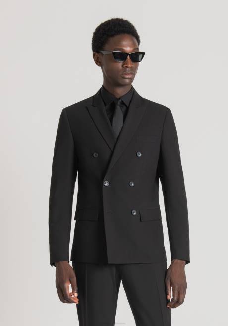 Kate veste croisée coupe slim en tissu élastique en viscose mélangée Antony Morato noir Hommes vêtements 4B4P39