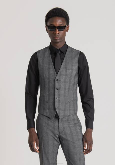gilet coupe slim en mélange de viscose stretch prince de galles Antony Morato noir Hommes vêtements 4B4P38