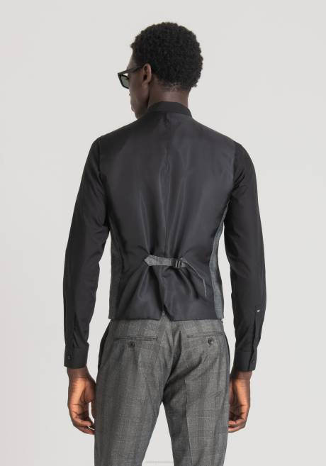 gilet coupe slim en mélange de viscose stretch prince de galles Antony Morato noir Hommes vêtements 4B4P38
