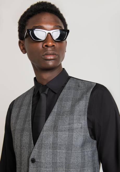 gilet coupe slim en mélange de viscose stretch prince de galles Antony Morato noir Hommes vêtements 4B4P38