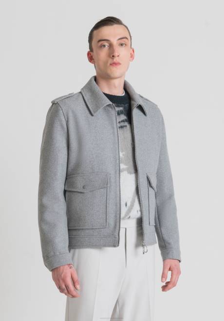 manteau court coupe classique en laine et cachemire mélangés Antony Morato mélange gris moyen Hommes vêtements 4B4P19