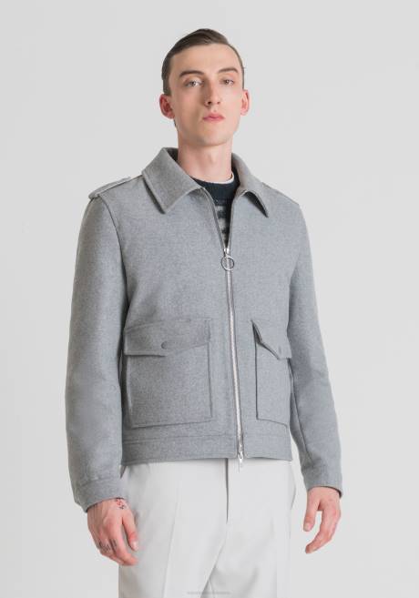 manteau court coupe classique en laine et cachemire mélangés Antony Morato mélange gris moyen Hommes vêtements 4B4P19