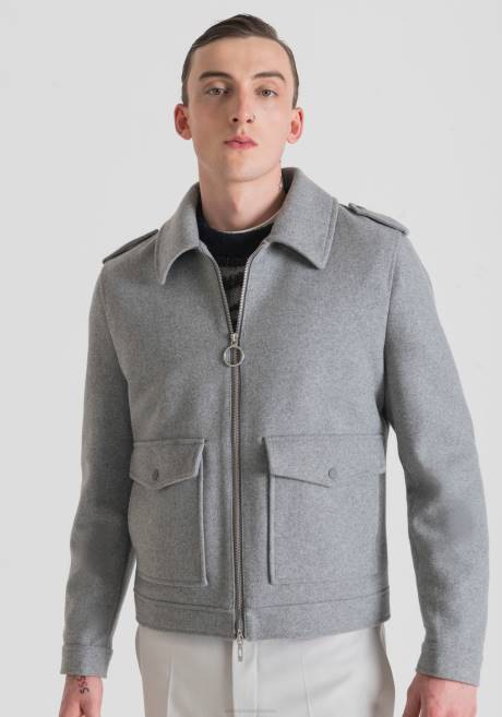manteau court coupe classique en laine et cachemire mélangés Antony Morato mélange gris moyen Hommes vêtements 4B4P19
