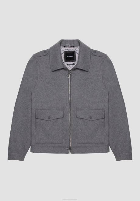 manteau court coupe classique en laine et cachemire mélangés Antony Morato mélange gris moyen Hommes vêtements 4B4P19