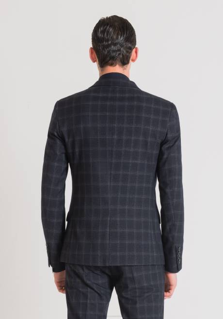 veste coupe slim bonnie en tissu stretch à motif à carreaux Antony Morato encre bleue Hommes vêtements 4B4P31