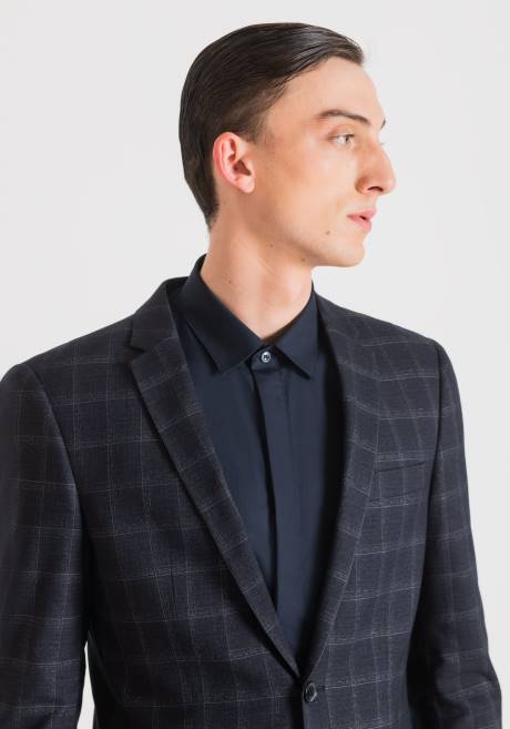 veste coupe slim bonnie en tissu stretch à motif à carreaux Antony Morato encre bleue Hommes vêtements 4B4P31