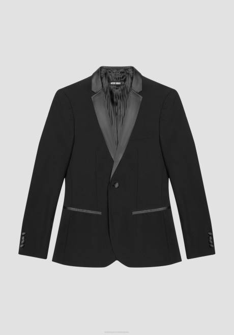 veste coupe slim nina en tissu mélangé de viscose stretch avec détails en satin Antony Morato noir Hommes vêtements 4B4P40