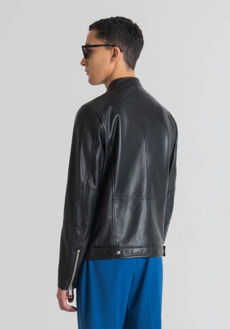 veste de motard coupe slim en vrai cuir avec col coréen Antony Morato noir Hommes vêtements 4B4P4