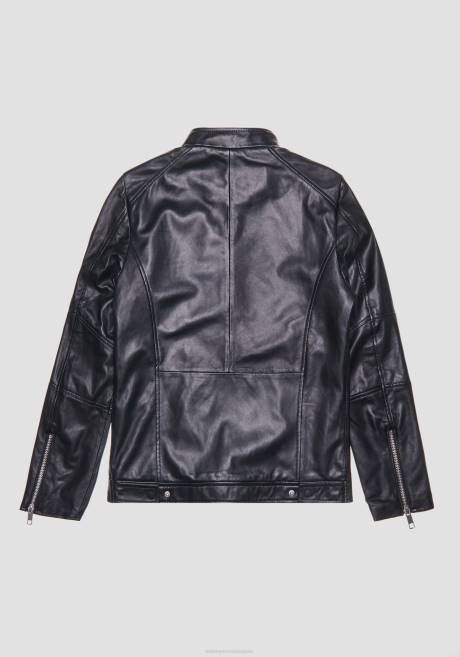 veste de motard coupe slim en vrai cuir avec col coréen Antony Morato noir Hommes vêtements 4B4P4