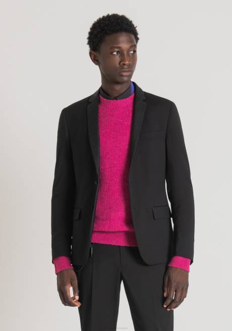veste judy coupe slim en tissu stretch avec détails contrastés en simili cuir Antony Morato noir Hommes vêtements 4B4P42