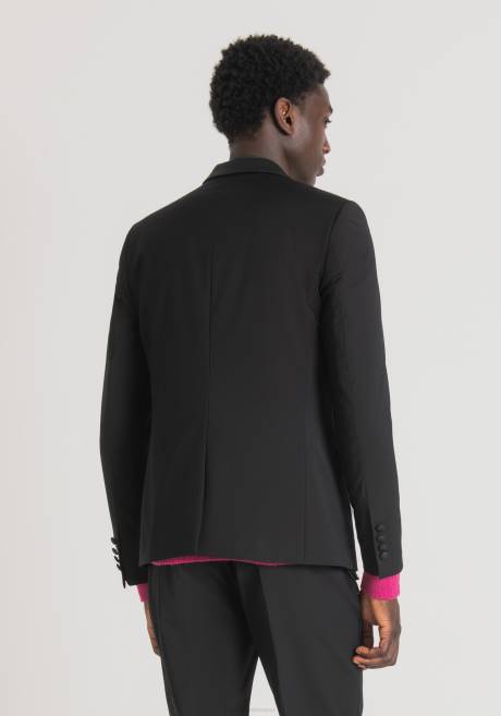 veste judy coupe slim en tissu stretch avec détails contrastés en simili cuir Antony Morato noir Hommes vêtements 4B4P42